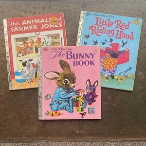 VTG Little Golden Book Trio- LittleRedRidingHood TheBunnyBook AnimalsFarmerJones